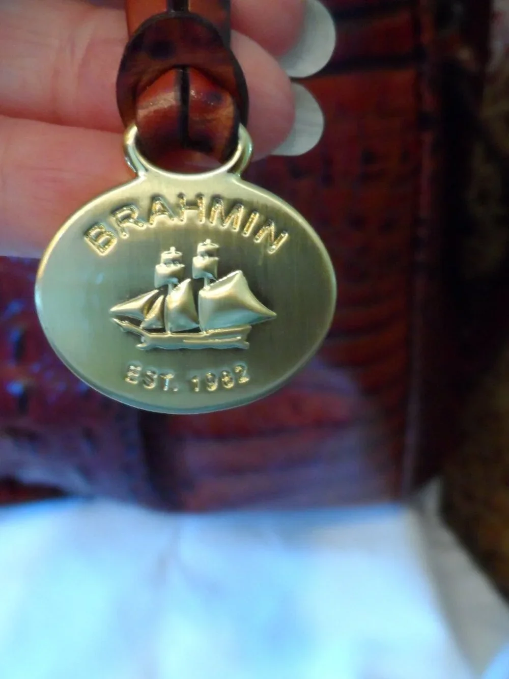 New Brahmin Elisa Pecan Melbourne Leather Handbag